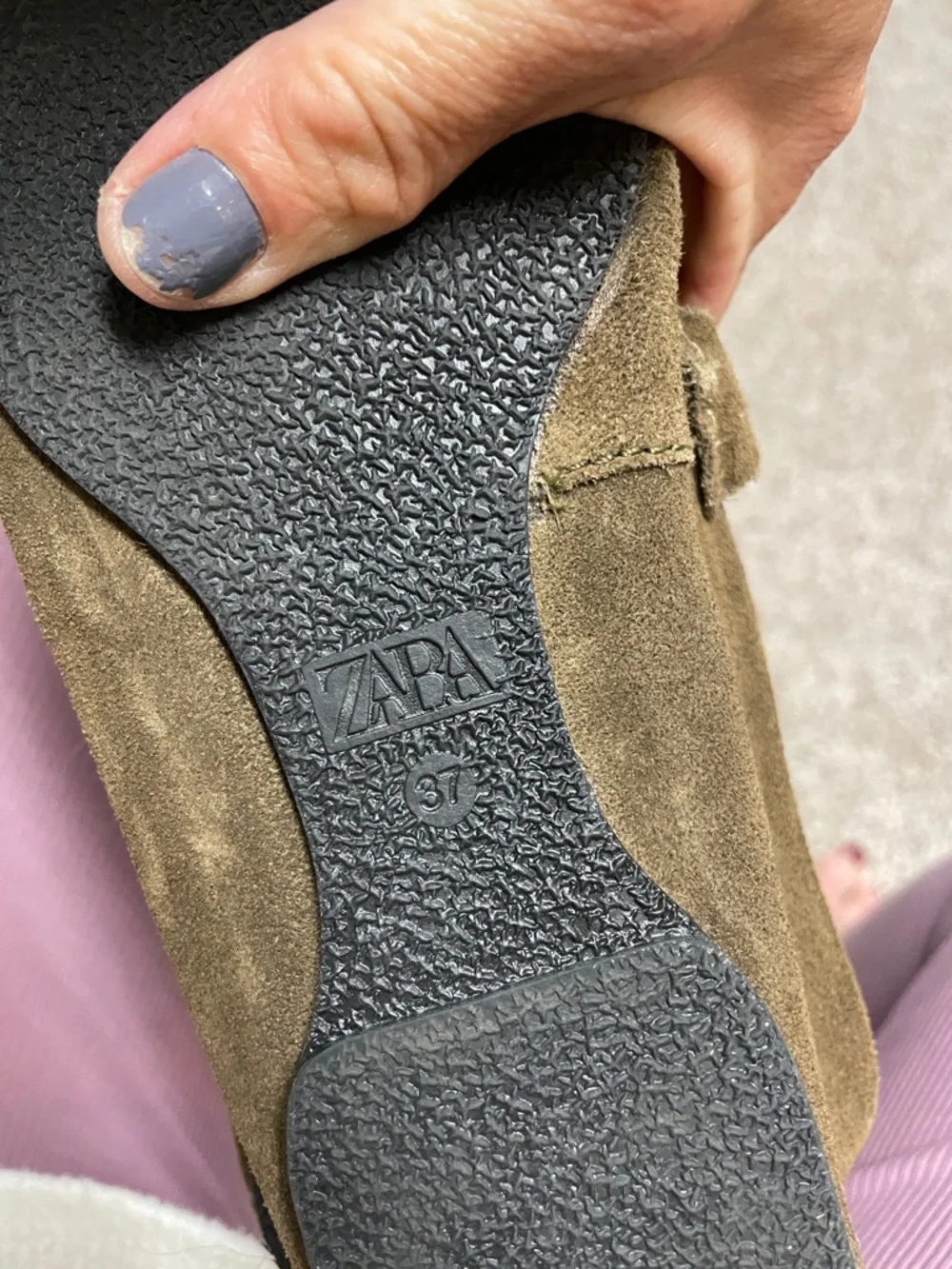 Zara Olive Green Suede Tassel flat Loafers - Picture 9 of 9